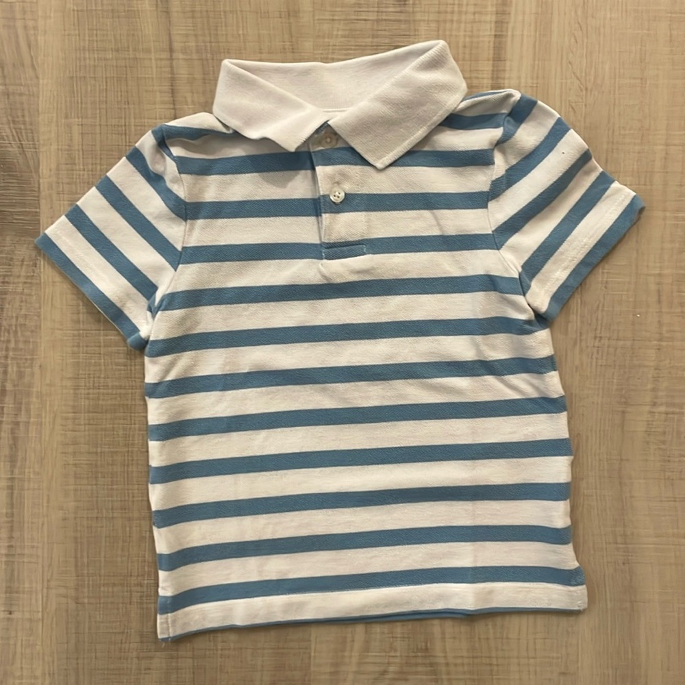 3T Joe Fresh blue and white striped polo shirt